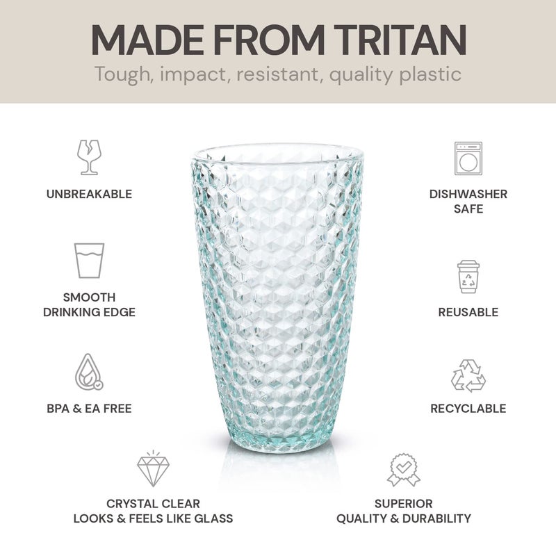 BELLAFORTE - Shatterproof Tritan Plastic Tall Tumbler Teal- 19oz, set of 4, Laguna Beach Drinking Glasses - Dishwasher Safe Tumblers - Unbreakable Drinkware for Indoor and Outdoor Use, BPA Free - Image 3